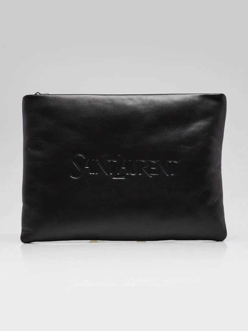 Yves Saint Laurent Black Lambskin Leather Small Puffy Pouch Bag